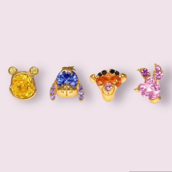 ❤️❤️FREE Bear Animal Pig Tiger Donkey Winnie Rhinestone Chic Stud Earrings Set - Picture 1 of 2